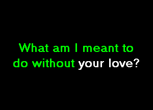 What am I meant to

do without your love?