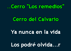 ..Cerro Los remedios
Cerro del Calvario

Ya nunca en la Vida

Los podre3 olvida...r l