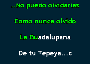 ..NO pueao omaarlas

Como nunca olvido

La Guadalupana

De tu Tepeya...c