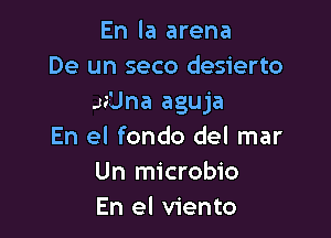 En la arena
De un seco desierto
.n'Jna aguja

En el fondo del mar
Un microbio
En el viento