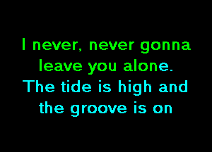 I never, never gonna
leave you alone.

The tide is high and
the groove is on