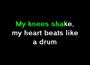 My knees shake,

my heart beats like
a drum