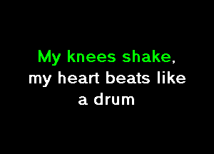 My knees shake,

my heart beats like
a drum