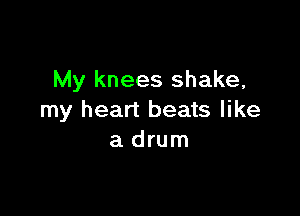 My knees shake,

my heart beats like
a drum