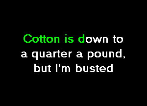 Cotton is down to

a quarter a pound,
but I'm busted