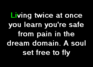 Living twice at once
you learn you're safe
from pain in the
dream domain. A soul
set free to fly