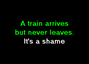 A train arrives

but never leaves.
It's a shame