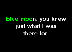 Blue moon, you knew

just what I was
there for.