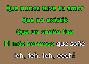 Que nunca tuve tu amor
Que no existic')
Que un suer'io fue
El mas hermoso que sor'is'z

leh, ieh, ieh, eeeh!