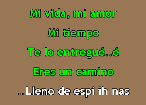 Mi Vida, mi amor
Mi tiempo
Te lo entreguca

Eres un camino

..Lleno de espi ih nas