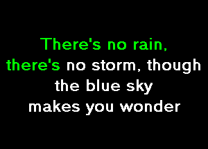 There's no rain,
there's no storm, though

the blue sky
makes you wonder