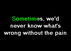 Sometimes, we'd

never know what's
wrong without the pain