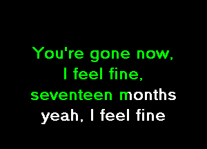 You're gone now,

I feel fine.
seventeen months
yeah. I feel fine