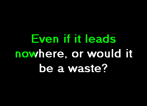 Even if it leads

nowhere. or would it
be a waste?