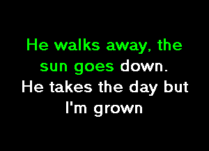 He walks away, the
sun goes down.

He takes the day but
I'm grown