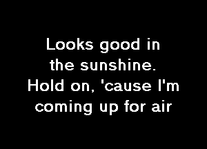 Looks good in
the sunshine.

Hold on. 'cause I'm
coming up for air