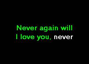 Never again will

I love you, never