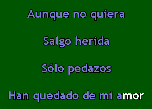 Aunque no quiera

Salgo herida

Sblo pedazos

Han quedado de mi amor