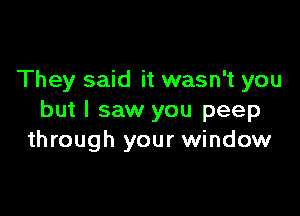 They said it wasn't you

but I saw you peep
through your window