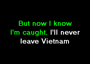 But now I know

I'm caught, I'll never
leave Vietnam