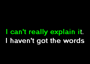 I can't really explain it.
I haven't got the words