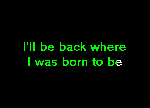 I'll be back where

l was born to be