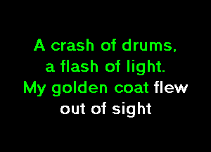A crash of drums,
a flash of light.

My golden coat flew
out of sight