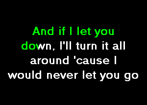 And if I let you
down. I'll turn it all

around 'cause I
would never let you go