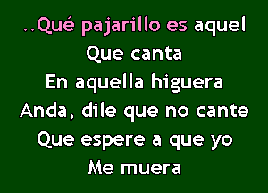 ..Que) pajarillo es aquel
Que canta
En aquella higuera
Anda, dile que no cante
Que espere a que yo

Me muera l