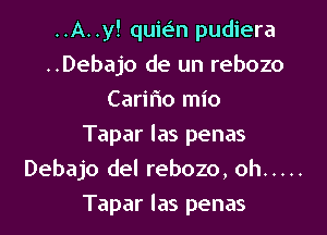 ..A..y! quie'n pudiera
..Debajo de un rebozo

Caririo mio
Tapar las penas
Debajo del rebozo, oh .....
Tapar las penas