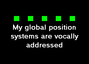 El III E El El
My global position

systems are vocally
addressed