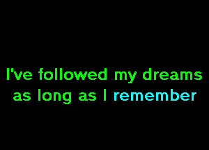 I've followed my dreams
as long as I remember
