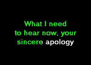 What I need

to hear now, your
sincere apology