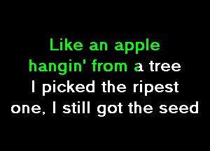 Like an apple
hangin' from a tree

I picked the ripest
one, I still got the seed