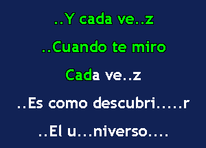 ..Y cada ve..z
..Cuando te miro
Cada ve..z

..Es como descubri ..... r

..El u...niverso....