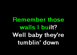 Remember those

walls I built?
Well baby they're
tumblin' down
