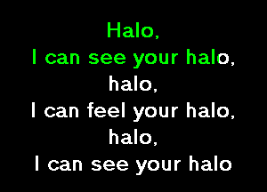 Halo,
I can see your halo,
halo,

I can feel your halo,
halo,
I can see your halo