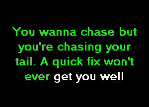 You wanna chase but
you're chasing your

tail. A quick fix won't
ever get you well