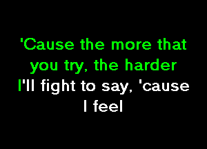 'Cause the more that
you try, the harder

I'll fight to say, 'cause
I feel