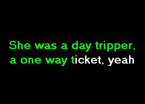 She was a day tripper,

a one way ticket, yeah