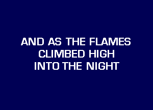 AND AS THE FLAMES
CLIMBED HIGH

INTO THE NIGHT