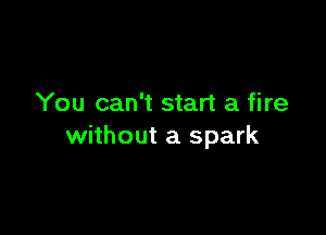 You can't start a fire

without a spark