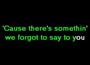 'Cause there's somethin'

we forgot to say to you