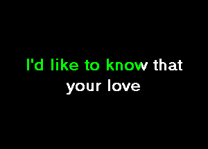 I'd like to know that

your love