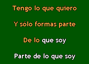 Tengo lo que quiero

Y 5610 formas parte

De lo que soy

Parte de lo que soy