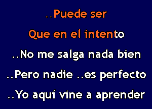 ..Puede ser
Que en el intento

..No me salga nada bien

..Pero nadie ..es perfecto

..Yo aqui vine a aprender l