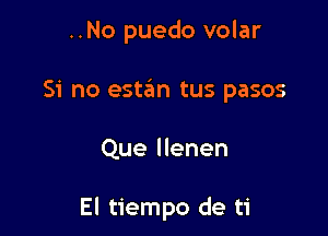 ..No puedo volar

Si no estaim tus pasos

Que llenen

El tiempo de ti