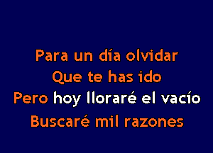 Para un dia olvidar

Que te has ido
Pero hoy Ilorare' el vacio

Buscam mil razones