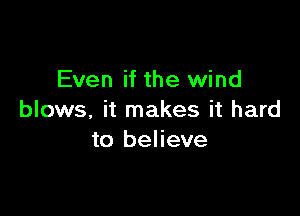 Even if the wind

blows. it makes it hard
to believe