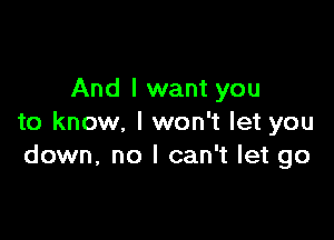 And I want you

to know, I won't let you
down, no I can't let go